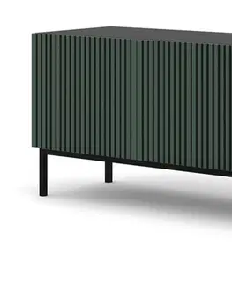 TV stolky ARTBm TV stolek RAVENNA F 4D 200 | černá matná / zelená Provedení: Černý mat / zelená / zlatá kovová podnož
