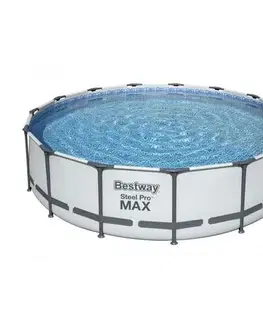 Bazény Bestway Nadzemní bazén Steel Pro MAX s filtrací, schůdky a plachtou, pr. 457 cm, v. 107 cm
