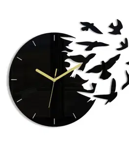 Nalepovací hodiny ModernClock 3D nalepovací hodiny Swallows černé