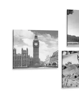 Sestavy obrazů Set obrazů města a historické pohlednice