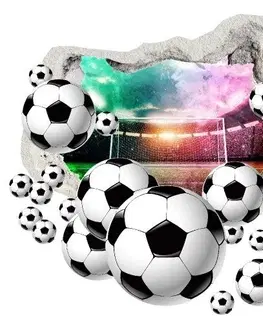 Sport Nálepka na zeď 3D fotbalové míče s pozadím stadionu