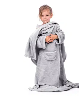 Přikrývky Dětská deka s rukávy DecoKing Lazy šedá, velikost 90x105