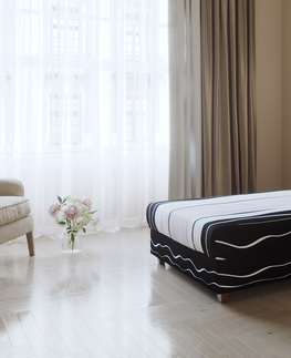 Postele Černo-bílo-šedá čalouněná postel NEJBY 90x198 cm