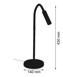 Stolní lampy Busch LED stolní lampa Rocco, chrom, rameno černá
