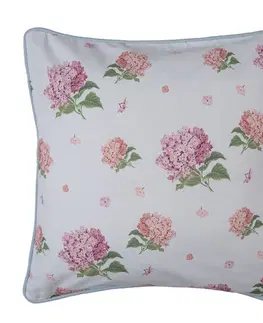 Dekorační polštáře Bavlněný povlak na polštář s květy hortenzie Vintage Grace - 40*40cm Clayre & Eef VTG21