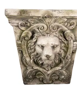 Obrazy Šedá antik nástěnná dekorace s hlavou lva Lion Grey - 59*18*56 cm Clayre & Eef 5PR0083