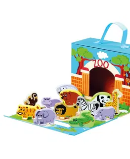 Dřevěné hračky Bino Cestovní kufřík se zvířáky ZOO