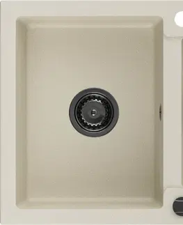 Sifony k pračkám MEXEN/S Andres granitový dřez s odkapávačem 1000 x 500 mm, béžová, černý sifon 6515101510-69-B