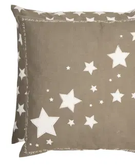 Dekorační polštáře Hnědý bavlněný povlak na polštář s hvězdami - 50*50 cm Clayre & Eef SFY30N