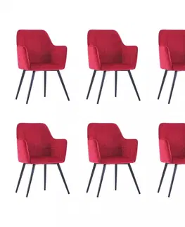 Židle Jídelní židle 6 ks samet / ocel Dekorhome Růžová
