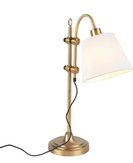 Stolni lampy Klasická stolní lampa bronzová s bílým odstínem - Ashley