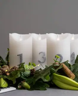 LED svíčky Sirius LED svíčka Sara Advent 4ks výška 12,5cm bílá/stříbrná