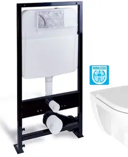WC sedátka PRIM předstěnový instalační systém bez tlačítka + WC JIKA LYRA PLUS RIMLESS + SEDÁTKO DURAPLAST SLOWCLOSE PRIM_20/0026 X LY2