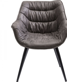 Jídelní židle KARE Design Šedá čalouněná židle s područkami Thelma