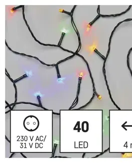 LED řetězy EMOS LED vánoční řetěz, 4 m, venkovní i vnitřní, multicolor, časovač D4AM01