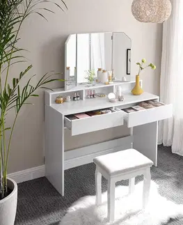 Toaletní stolky SONGMICS Kosmetický toaletní stolek Velisa 142 cm bílý