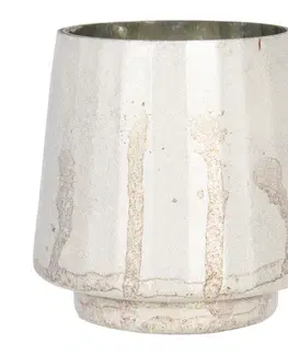 Svícny Stříbrný svícen na čajovou svíčku s patinou a odřeninami - Ø 13*13 cm Clayre & Eef 6GL2960