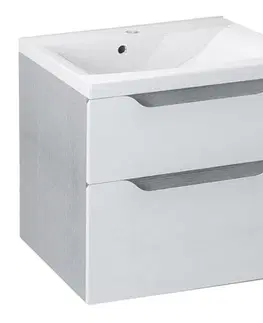Koupelnový nábytek SAPHO WAVE umyvadlová skříňka 60x65x47,8cm, bílá/dub stříbrný WA060-3011