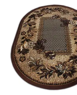Kulaté a oválné koberce Oválný vintage koberec elegantní hnědé barvy