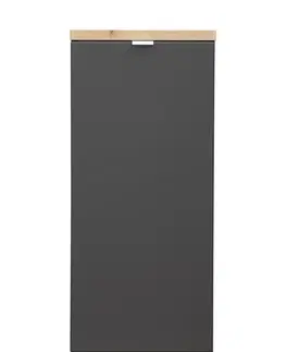 Koše na prádlo Comad Koupelnová skříňka s košem na prádlo Capri 811 1D černý mat/dub kraft zlatý