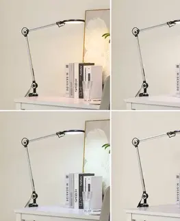 Stolní lampy a lampičky s klipem Lindby Svítidlo Lindby Nyxaris LED, CCT, šedé