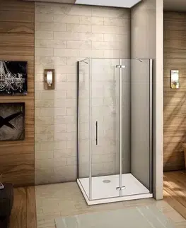 Sprchové vaničky H K MELODY F5 90x80 cm s jednokřídlými dveřmi s pevnou stěnou, (dveře 90cm / boční stěna 80cm) včetně sprchové vaničky z litého mramoru