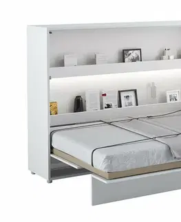 bez úložného prostoru Široká sklápěcí postel ve skříni MONTERASSO, 120x200, bílá lesk