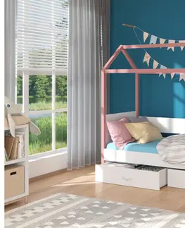 Dětské pokoje Expedo Dětská postel EMILIE + matrace, 80x180, růžová/bílá