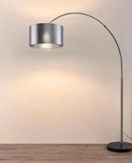 Obloukové lampy Lindby Lindby Dexin oblouková stojací lampa, stříbrná