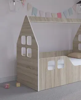 Dětské postele Dětský domeček na postel 140 x 70 cm v dekoru dub sonoma levý