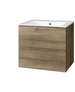 Koupelnový nábytek MEREO Aira, koupelnová skříňka s keramickym umyvadlem 61 cm, dub Halifax CN740