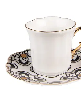 Hrnky a šálky Bílý porcelánový šálek s barevným podšálkem Cuppie  - Ø12*7 / 95 ml Clayre & Eef 6CEKS0007