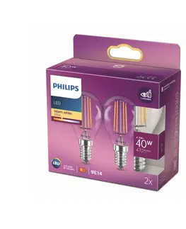 LED žárovky Philips Philips LED žárovka E14 4,3W P45 Filament 2700K 2k