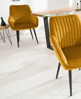 Židle LuxD Designová židle Esmeralda, hořčicová žlutá