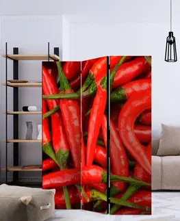 Paravány Paraván Chili pepper - background Dekorhome 135x172 cm (3-dílný)
