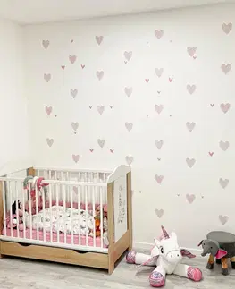 Samolepky na zeď Dětské samolepky na zeď - Růžové samolepicí srdíčka
