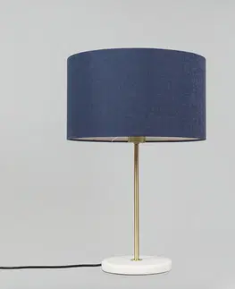 Stolni lampy Mosazná stolní lampa s modrým odstínem 35 cm - Kaso