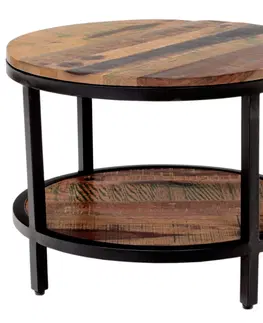 Konferenční stolky Kulatý konferenční stolek Retro 60x45x60 z recyklovaného mangového dřeva