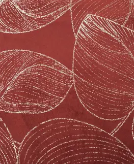 Dekorační ubrusy Sametový středový ubrus s lesklým potiskem listů v cihlové barvě