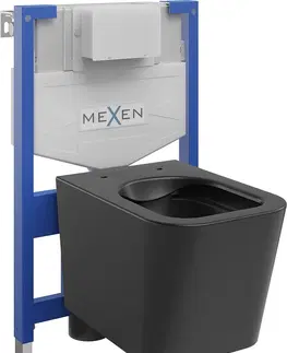 Záchody MEXEN/S WC předstěnová instalační sada Felix XS-F s mísou WC Teo,  černá mat 6803385XX85