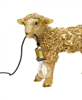Designové stolní lampy a lampičky KARE Design Stolní lampa Animal Flower Sheep - zlatá, 36cm