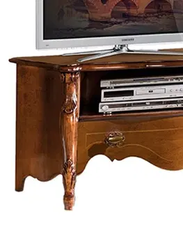 Luxusní a designové televizní stolky Estila Rustikální luxusní TV stolek Pasiones z masivního dřeva s poličkou a šuplíkem 107cm