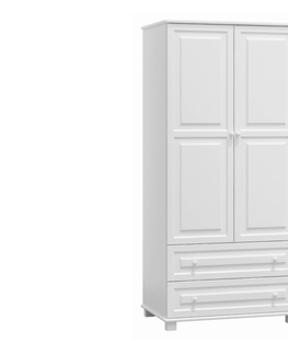Šatní skříně Skříň kombinovaná 2D BHAGIRA 4, šíře 90 cm, masiv borovice, moření: bílé