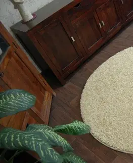Koberce a koberečky Dywany Lusczow Kulatý koberec SHAGGY Hiza 5cm česnekový, velikost kruh 170