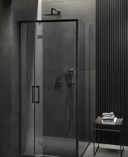 Sprchové kouty CERSANIT Sprchové dveře LARGA ČERNÉ 90X195, levé, čiré sklo S932-128