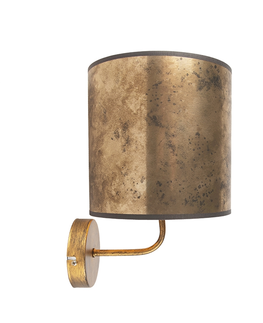 Nastenna svitidla Vintage nástěnná lampa zlatá s odstínem bronzového sametu - Matt