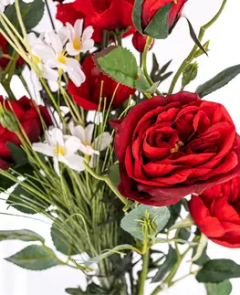 Květiny Umělá kytice růží a máku, 27 x 72 x 12 cm
