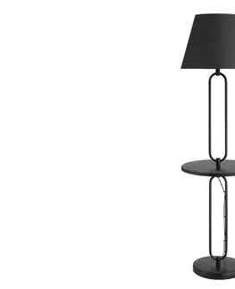 Designové a luxusní stojící lampy Estila Designová industriální černá stojací lampa Bucky s odkládacím stolkem 175 cm