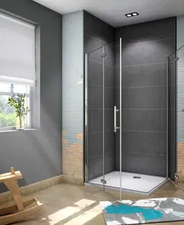 Sprchové vaničky H K Obdelníkový SOLO R7611, 76x110 cm se zalamovacími dveřmi, rohový vstup včetně sprchové vaničky z litého mramoru