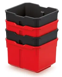 Zahradní nářadí Prosperplast Sada úložných boxů 4 ks XEBLOCCK 15,7 x 14 x 21 cm černo-červená